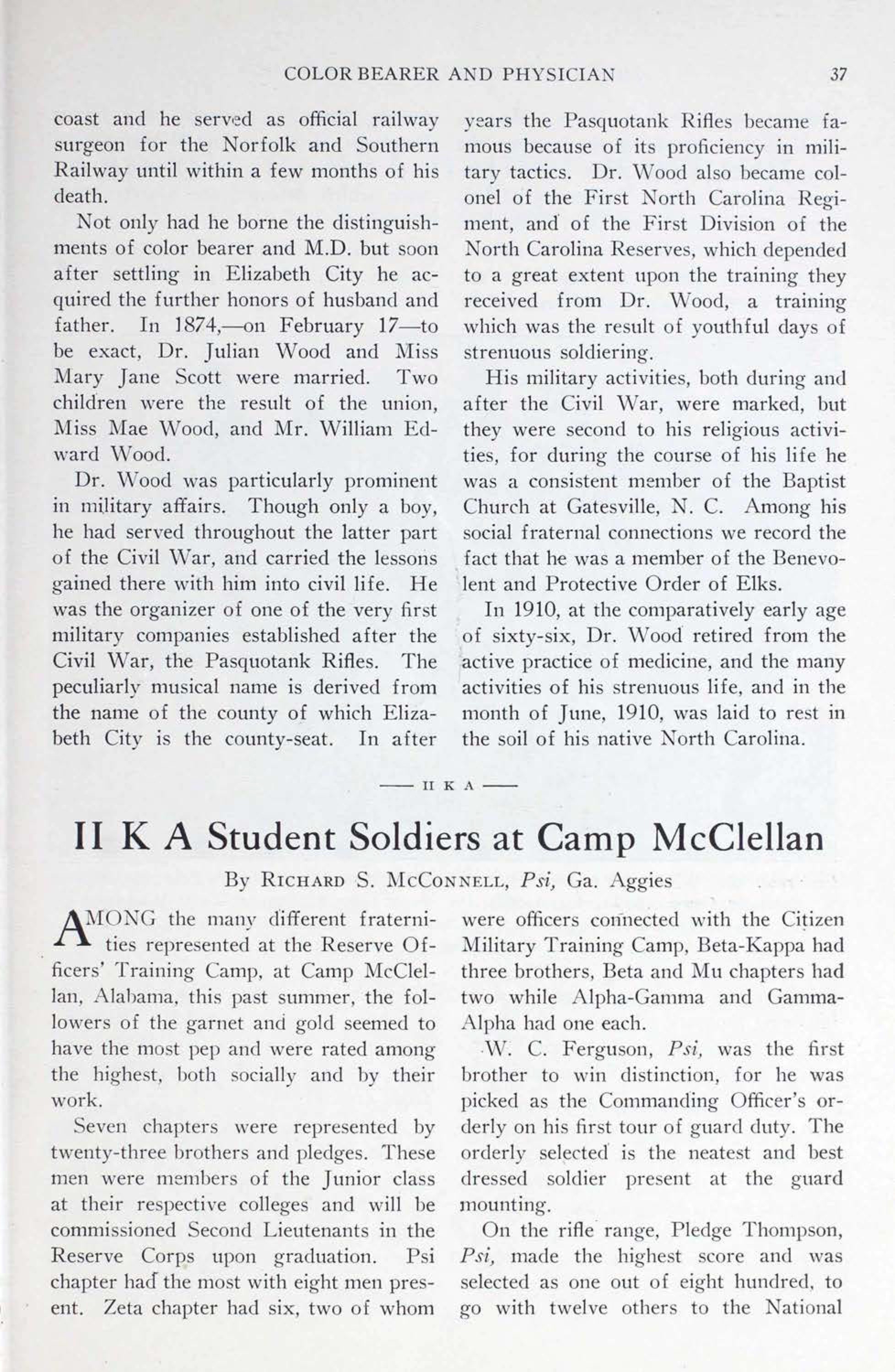 PiKA Student Soldiers At Camp McClellan